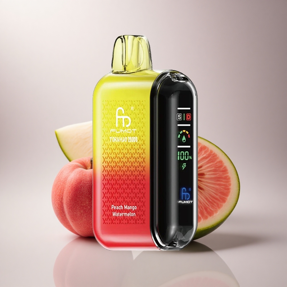 Fumot Tornado 20000 Puffs Agua de Melocotón Mango Sandía con Dual Mesh Coil y 2% Nicotina