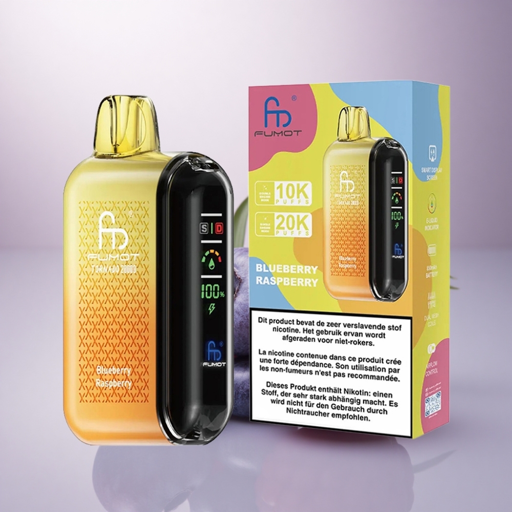 Fumot Tornado 20000 Puffs Arándano Frambuesa Dual Malla 850mAh