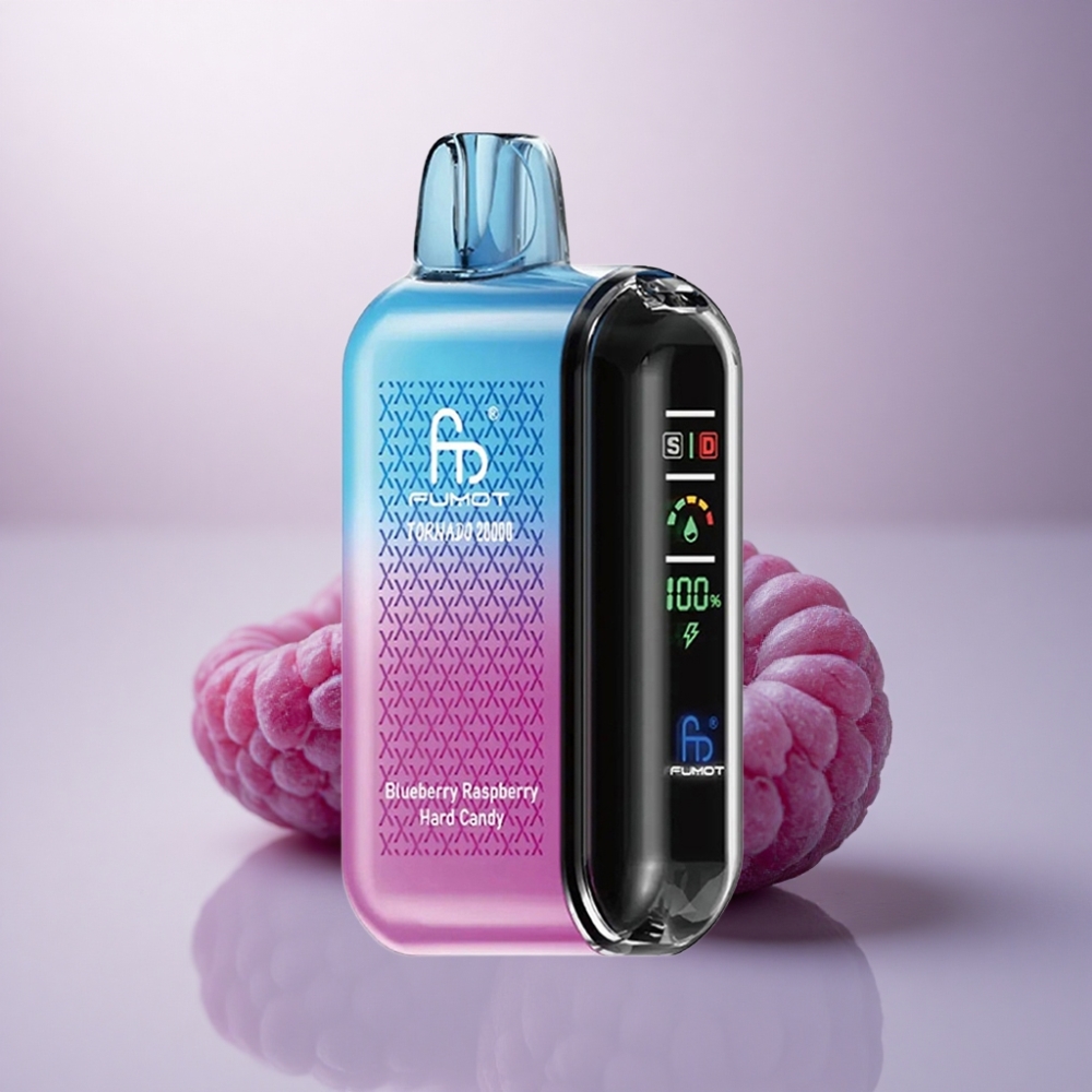 Fumot Tornado 20000 Puffs Caramelo Duro de Arándano y Frambuesa con Dual Mesh Coil y 850mAh