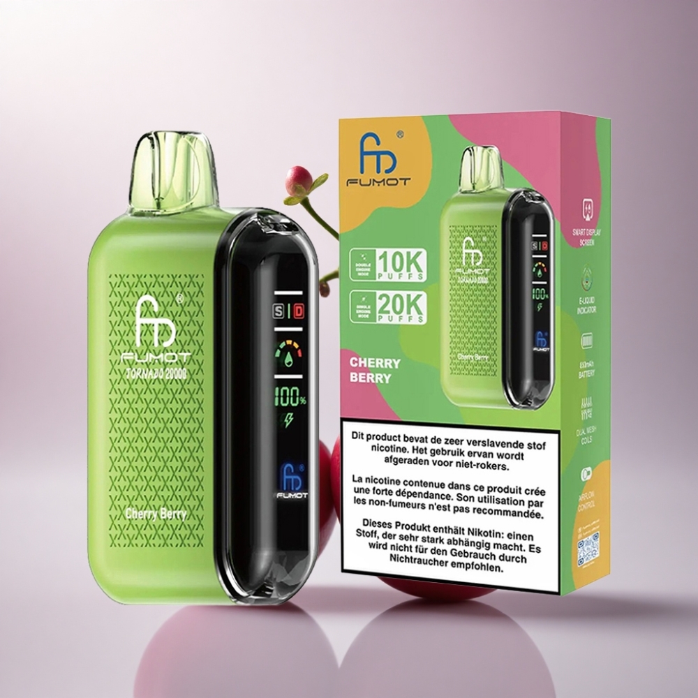 Fumot Tornado 20000 Puffs Cereza Baya Dual Malla 850mAh