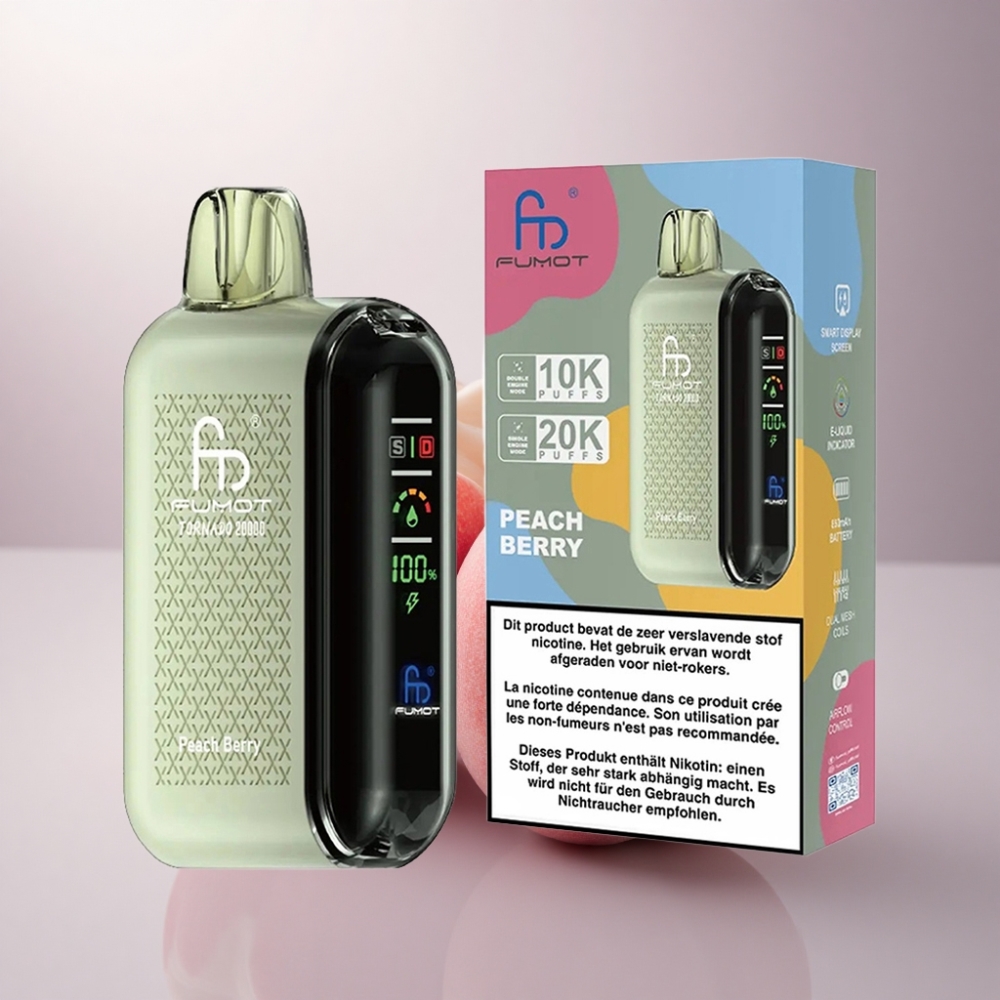 Fumot Tornado 20000 Puffs Durazno Baya Dual Malla 850mAh
