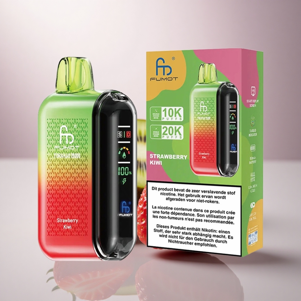 Fumot Tornado 20000 Puffs Fresa Kiwi con Dual Mesh y 850mAh