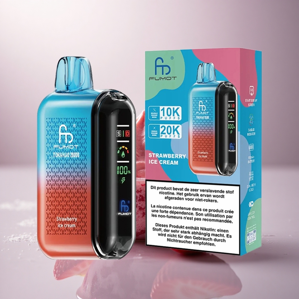 Fumot Tornado 20000 Puffs Helado de Fresa con Dual Mesh y 850mAh