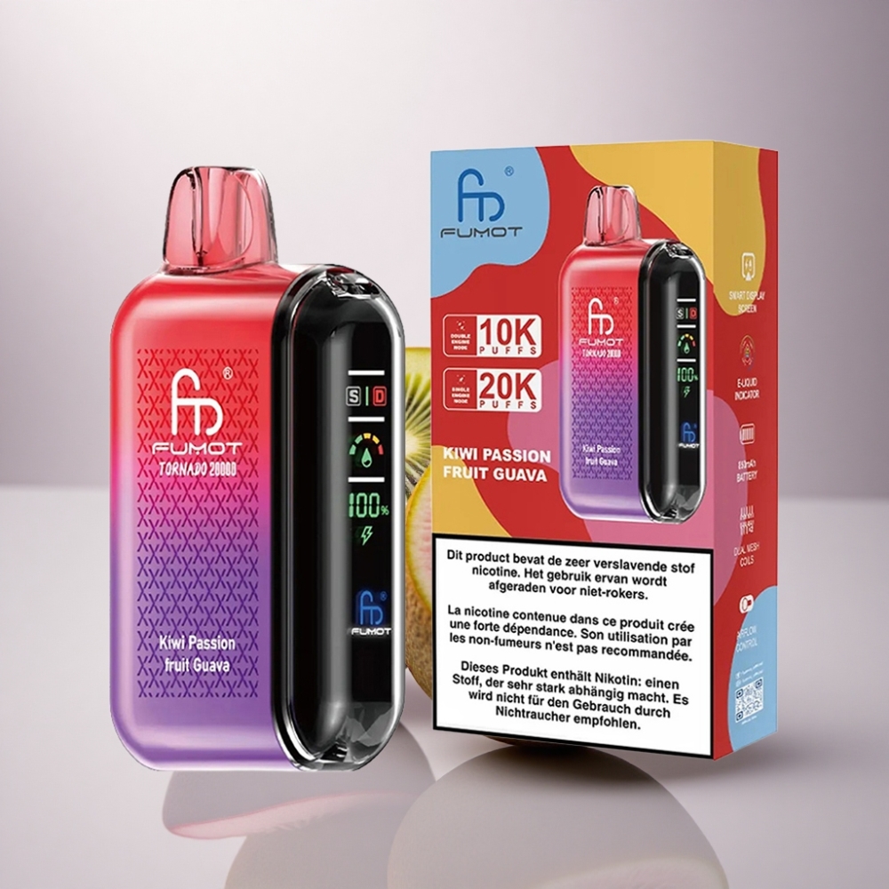 Fumot Tornado 20000 Puffs Maracuyá Fruta de la Pasión Guayaba con Dual Mesh Coil y 850mAh