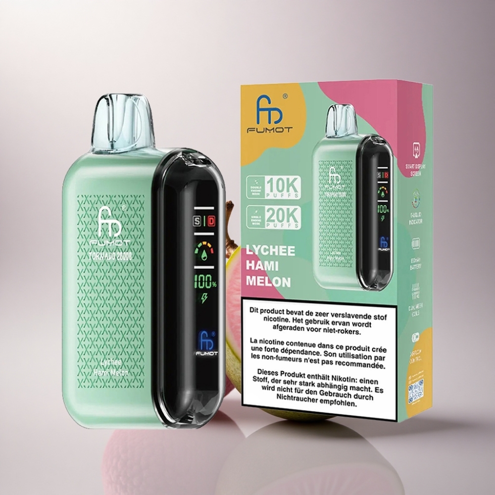 Fumot Tornado 20000 Puffs Melón Hami Lychee con Control de Flujo de Aire y 850mAh