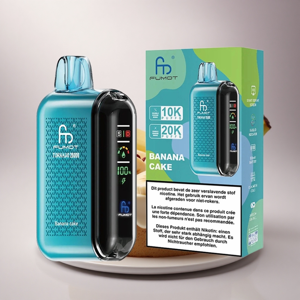 Fumot Tornado 20000 Puffs Pastel de Plátano con Dual Mesh y 850mAh