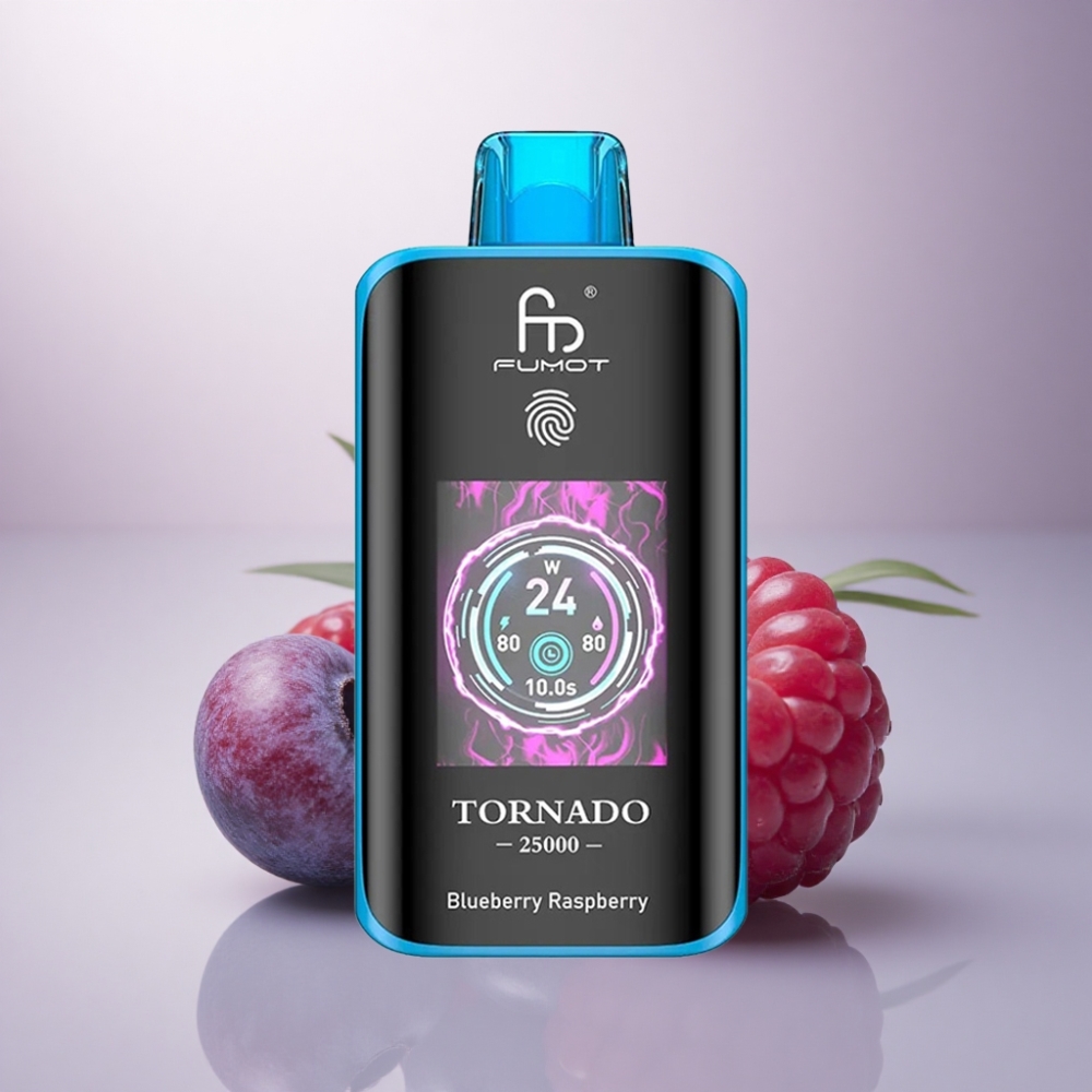 Fumot Tornado 25000 Puffs Arándano Frambuesa Pantalla HD Batería 700mAh