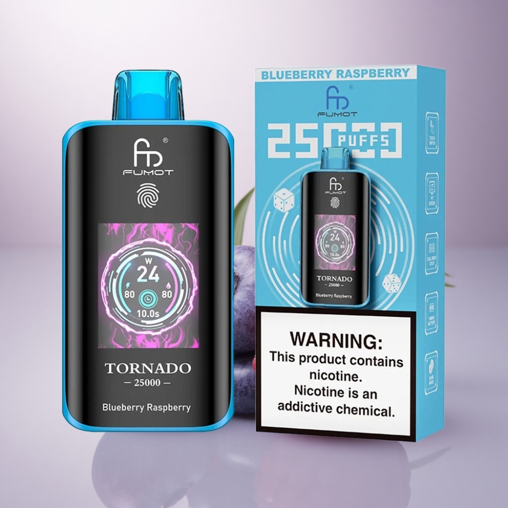 Fumot Tornado 25000 Puffs Arándano Frambuesa Pantalla HD Batería 700mAh