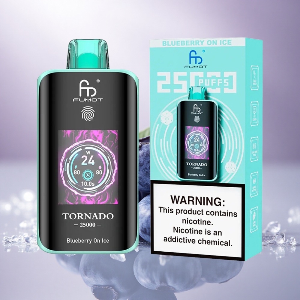 Fumot Tornado 25000 Puffs Arándano en Hielo con Pantalla HD y 700mAh