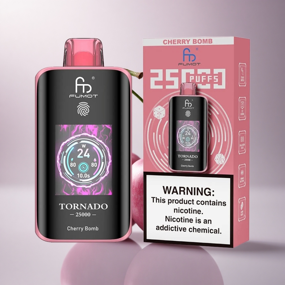 Fumot Tornado 25000 Puffs Bomba Cereza HD Pantalla 700mAh