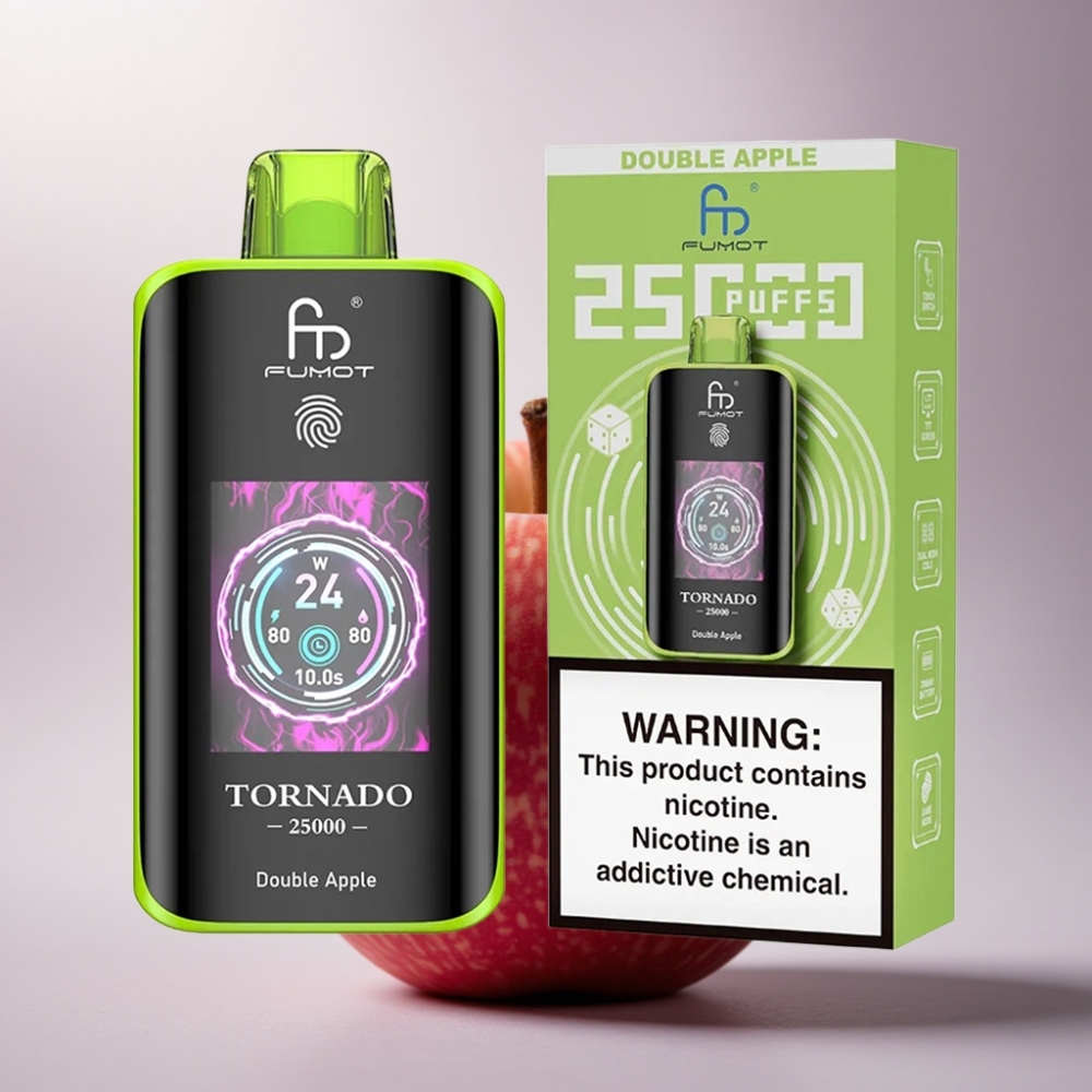 Fumot Tornado 25000 Puffs Doble Manzana con Pantalla HD y Batería 700mAh
