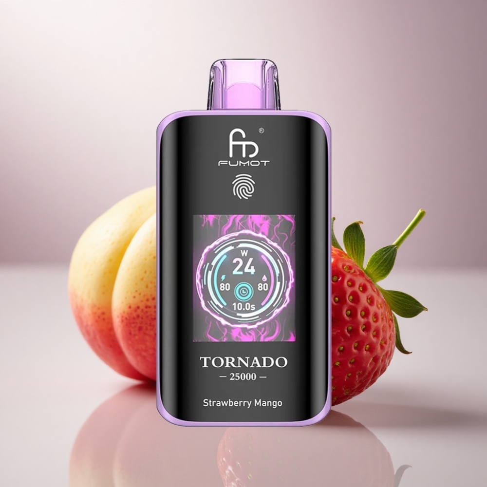 Fumot Tornado 25000 Puffs Fresa Mango Pantalla HD Batería 700mAh