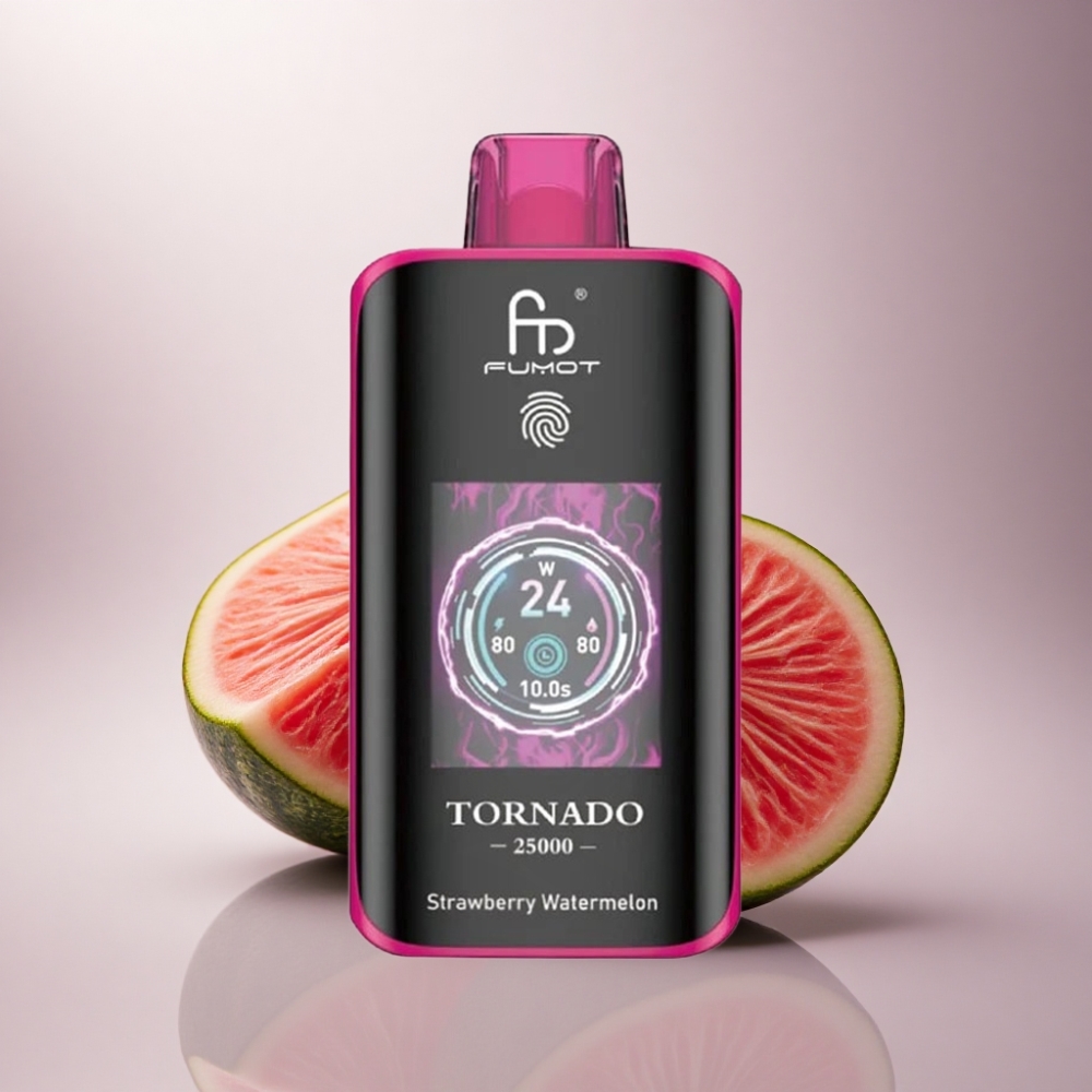 Fumot Tornado 25000 Puffs Fresa Sandía Pantalla HD Batería 700mAh