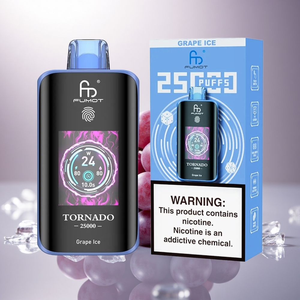 Fumot Tornado 25000 Puffs Helado de Uva con Pantalla HD y Batería 700mAh