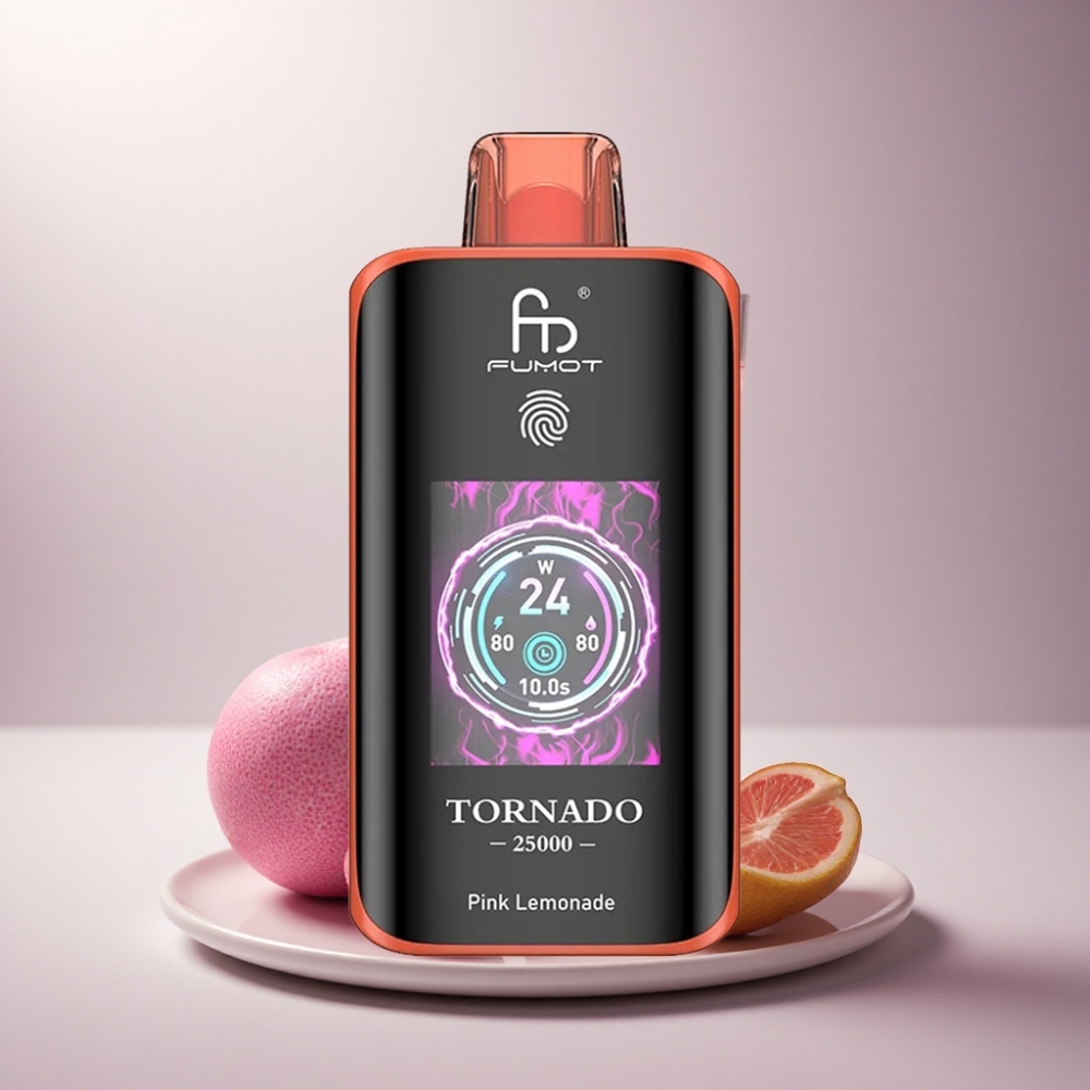 Fumot Tornado 25000 Puffs Limón Rosa HD Pantalla Batería 700mAh