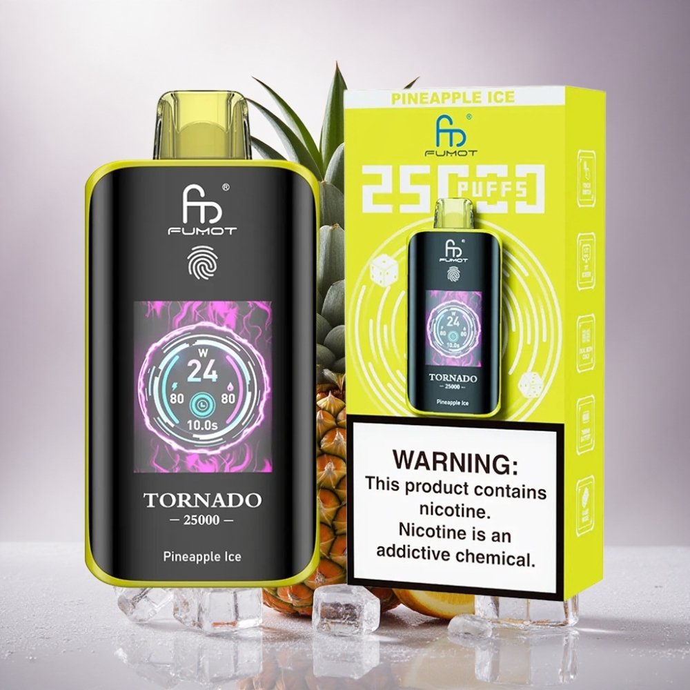 Fumot Tornado 25000 Puffs Piña Hielo HD Pantalla 700mAh Batería Recargable