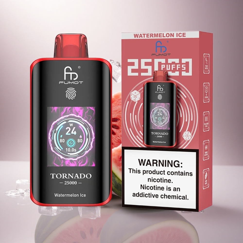 Fumot Tornado 25000 Puffs Sandía Helada con Pantalla HD y 700mAh