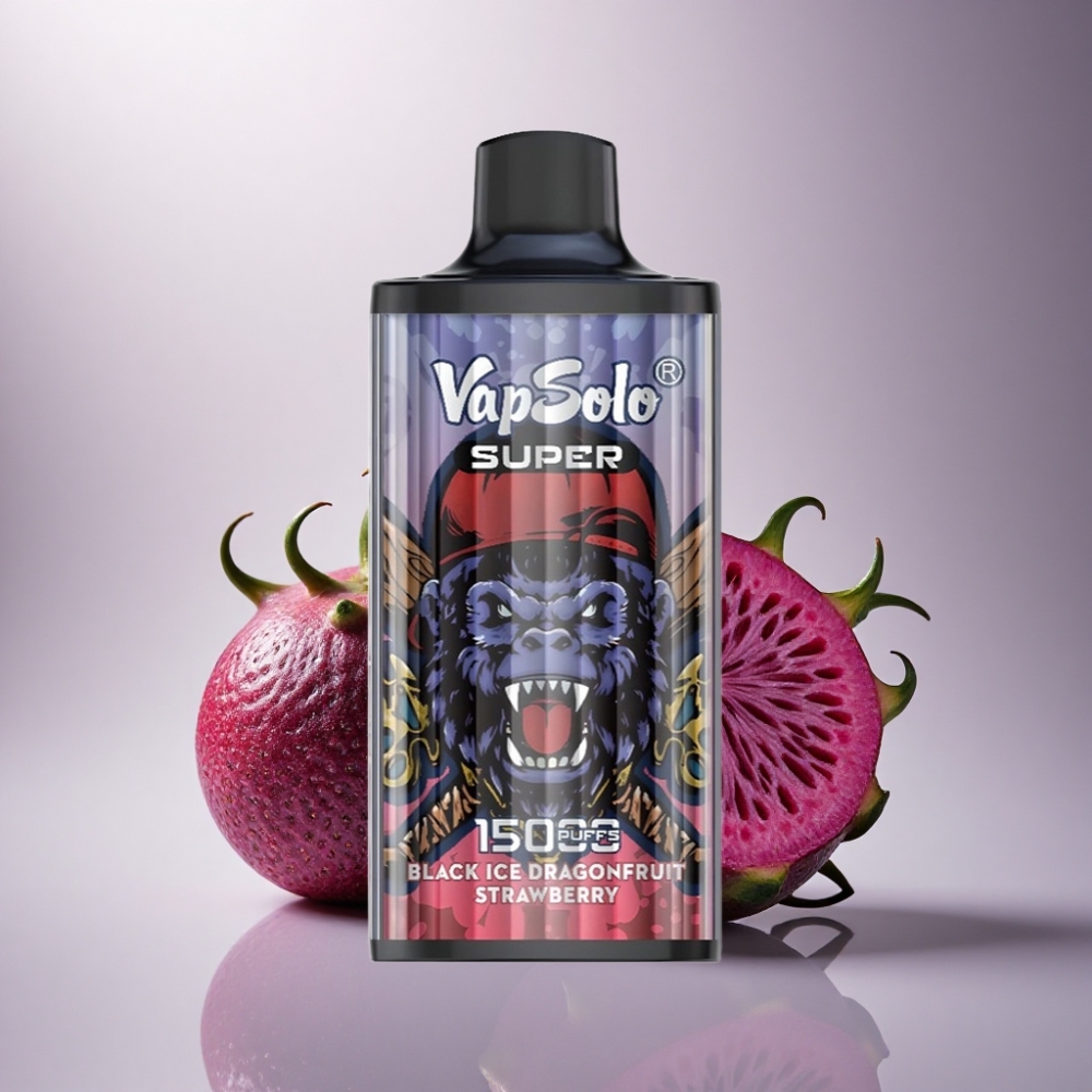 Vapsolo Super 15000 Puffs Dragón de Hielo Negro Fresa con 850mAh y 50mg/ml de Nicotina