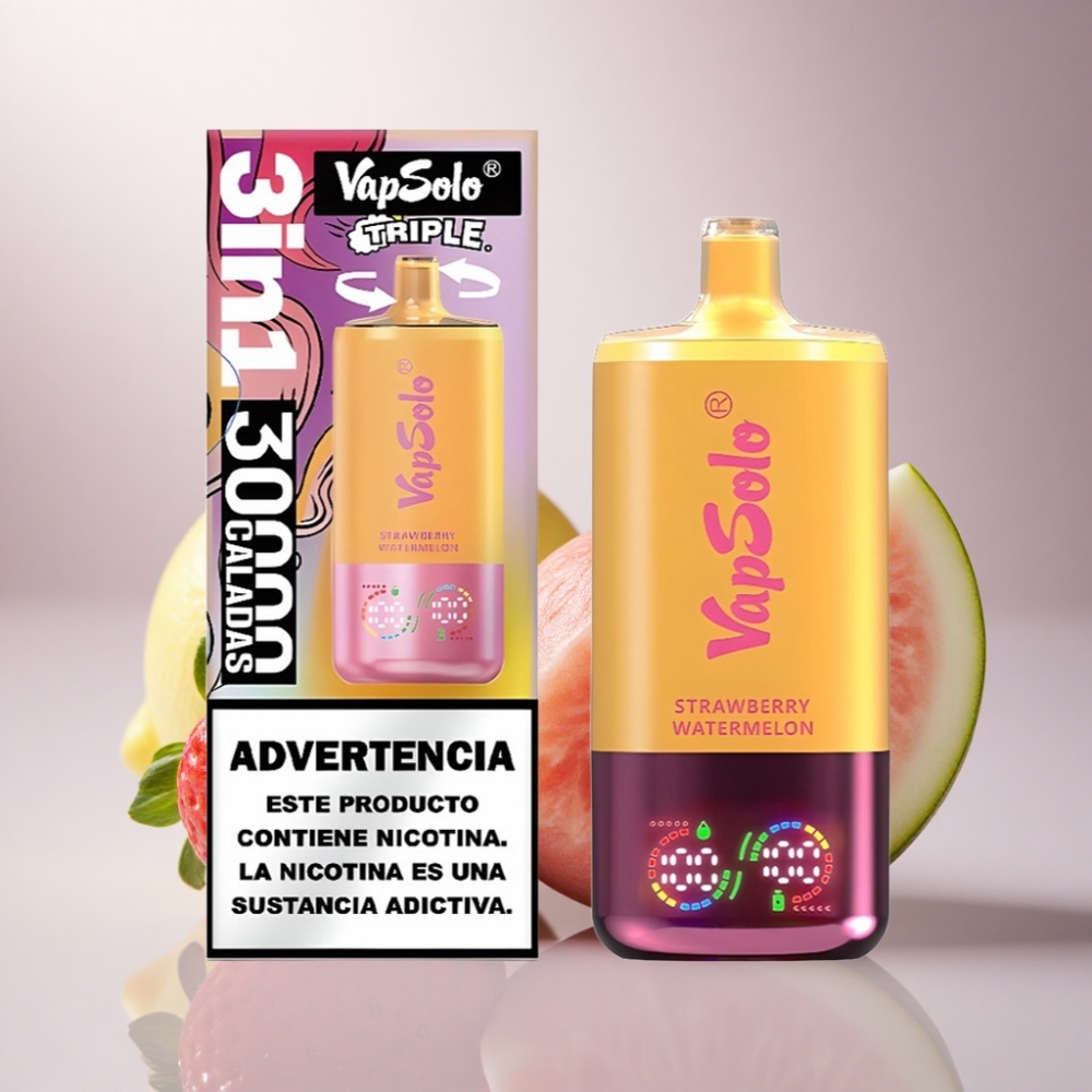 Vapsolo Triple 30000 Puffs Fresa Sandía & Limón Melocotón con 40ml de Líquido y 20 mg/ml de Nicotina