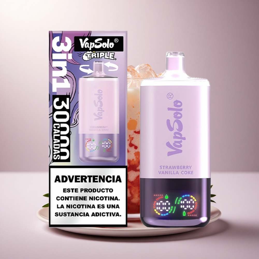 Vapsolo Triple 30000 Puffs Fresa Vainilla Coca-Cola con 40ml de líquido electrónico y 20 mg/ml de nicotina
