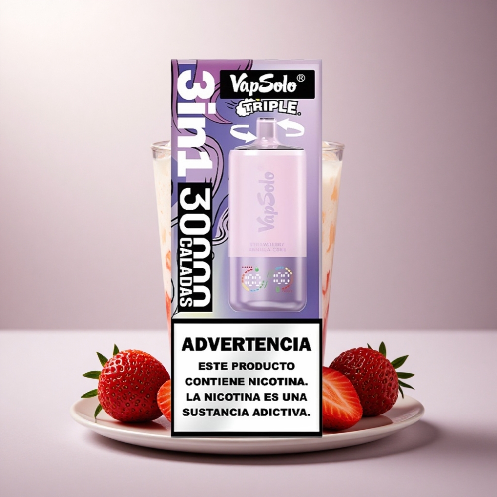 Vapsolo Triple 30000 Puffs Fresa Vainilla Coca-Cola con 40ml de líquido electrónico y 20 mg/ml de nicotina