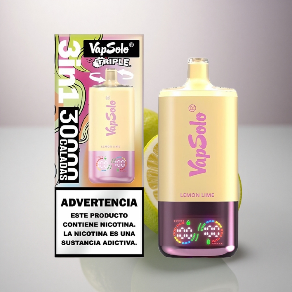 Vapsolo Triple 30000 Puffs Limón Lima 40ml 20mg Nicotina Tipo-C