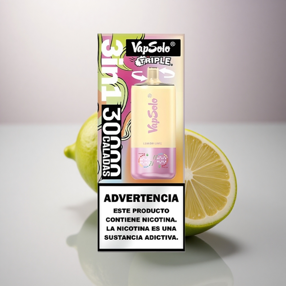 Vapsolo Triple 30000 Puffs Limón Lima 40ml 20mg Nicotina Tipo-C