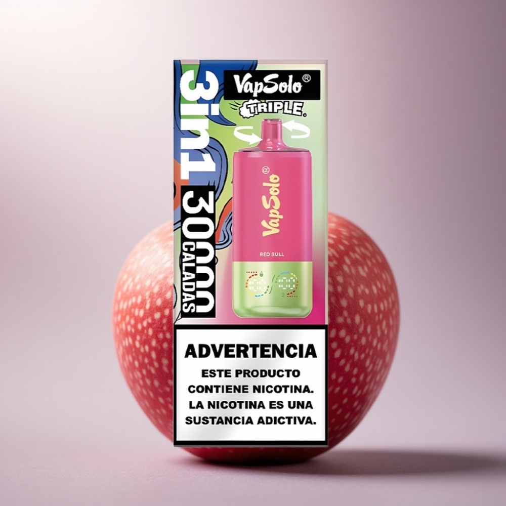 Vapsolo Triple 30000 Puffs Toro Rojo VapSolo 40ml 20mg Nicotina Tipo-C