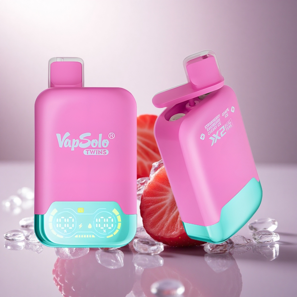 Vapsolo Twins 20000 Puffs Helado de Fresa Frambuesa Cereza & Uva con 40 ml de Líquido y 20mg/ml de Nicotina