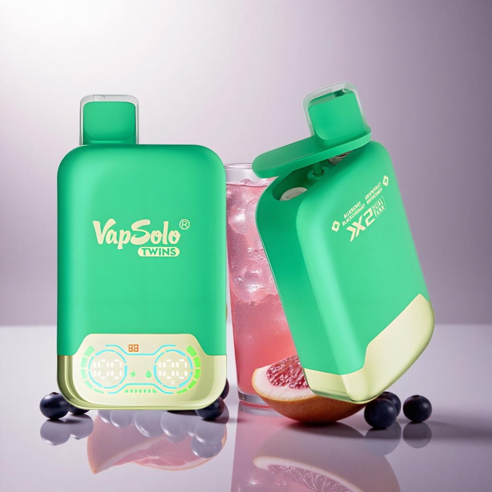 Vapsolo Twins 20000 Puffs Refrescante de Arándano, Grosella Negra y Pomelo con 40 ml de Líquido y 20mg/ml de Nicotina