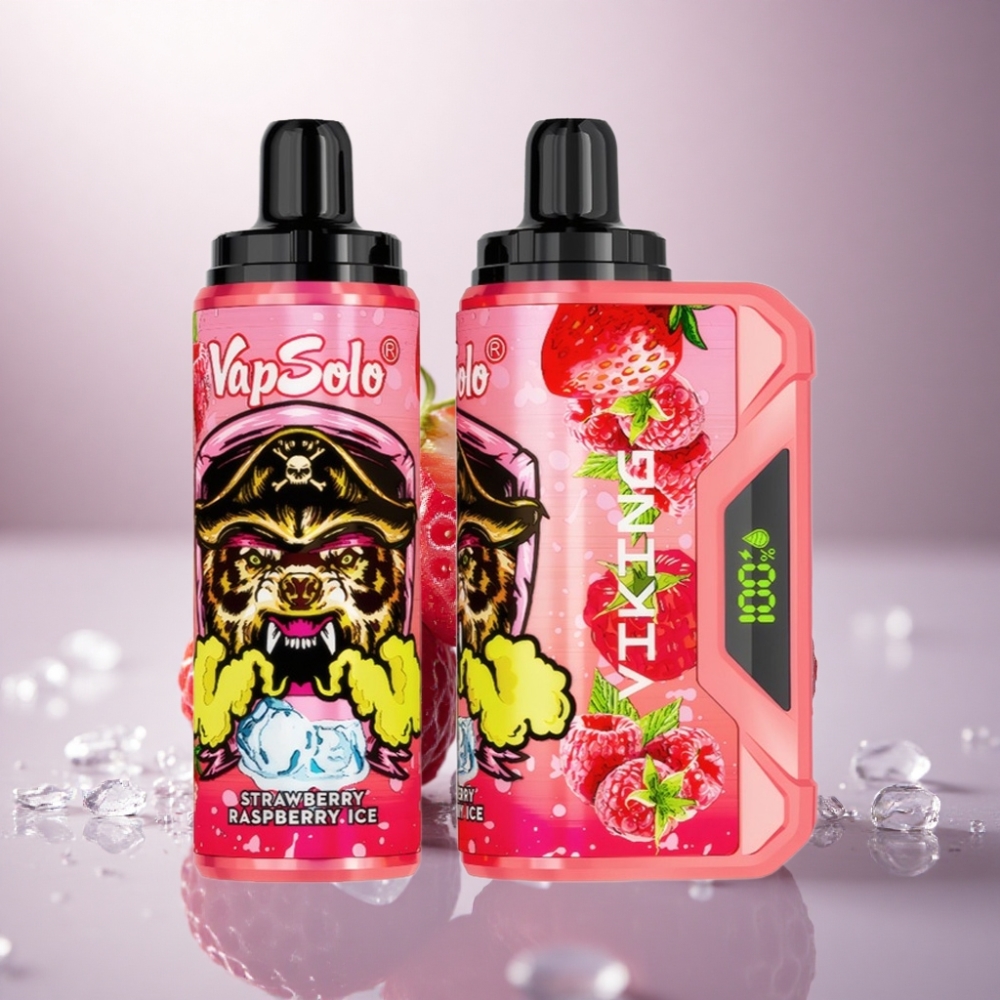 VapSolo VIKING 12000 Puffs Helado de Fresa y Frambuesa con 22ml y Nicotina 20mg/ml
