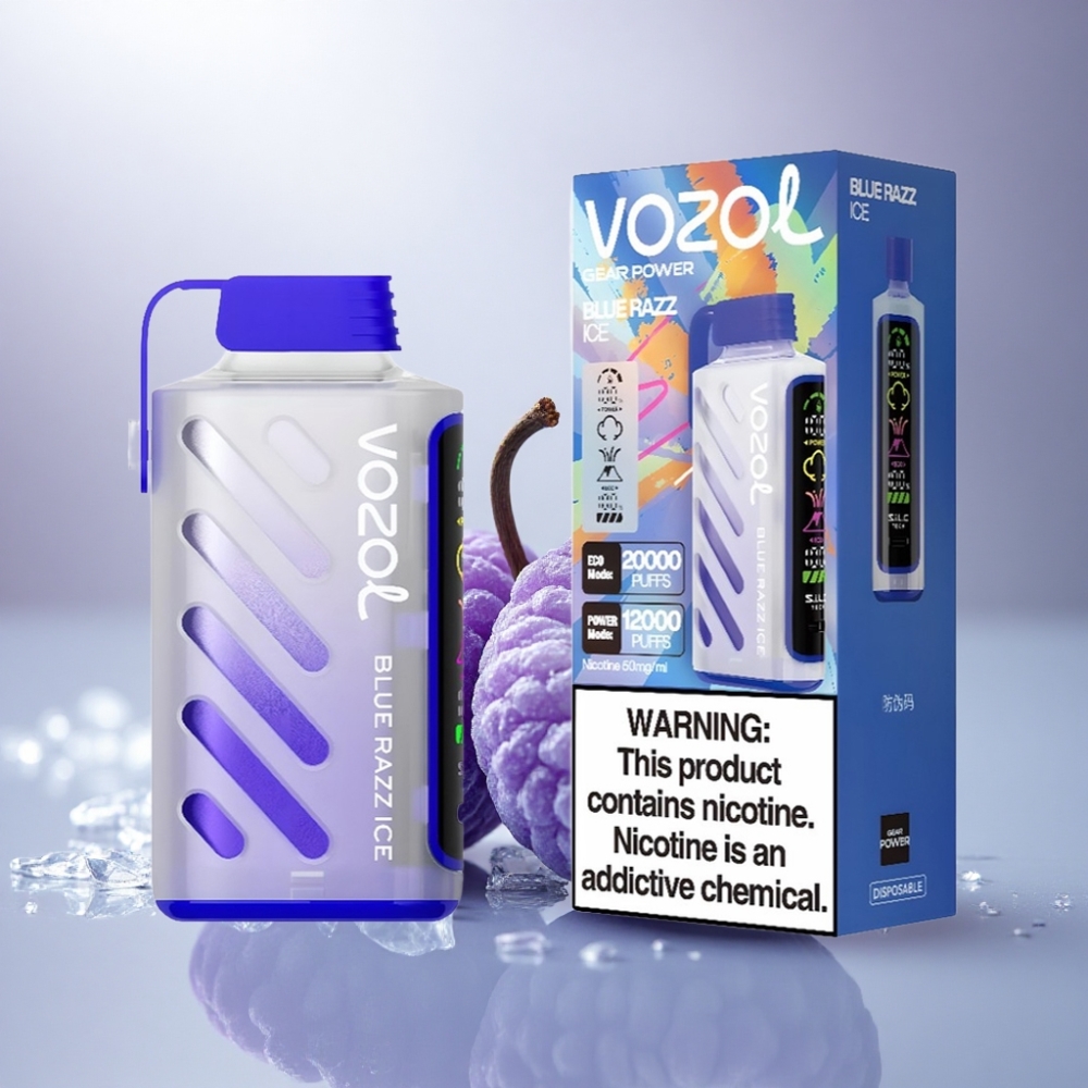 VOZOL Gear Power 20000 Puffs Azul Frambuesa Hielo con Dual Mesh Coil y 20mL