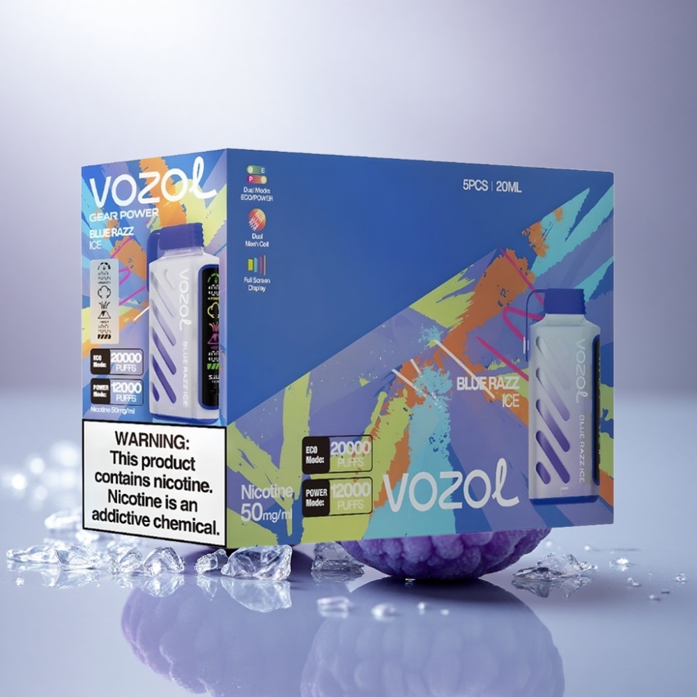 VOZOL Gear Power 20000 Puffs Azul Frambuesa Hielo con Dual Mesh Coil y 20mL