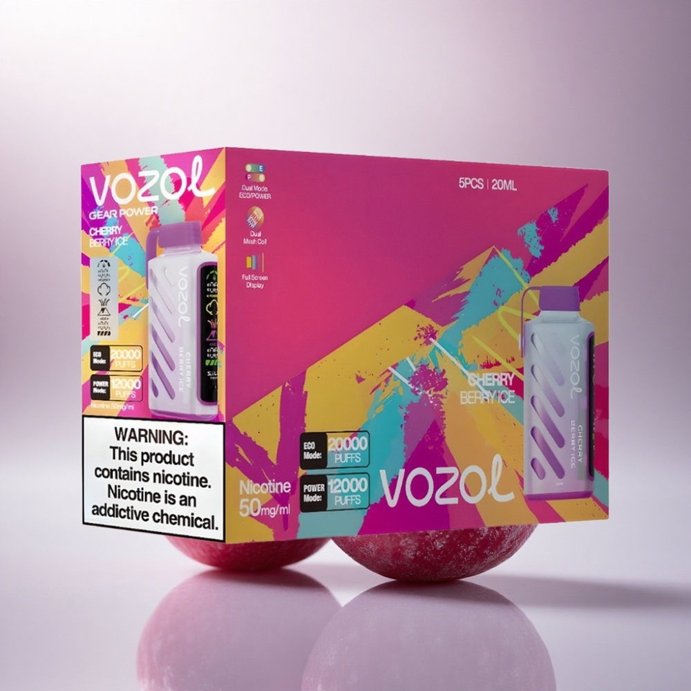 VOZOL Gear Power 20000 Puffs Cereza Baya Hielo con Dual Mesh Coil y 20mL