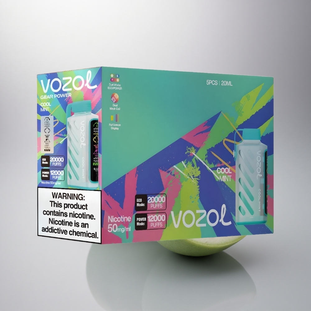 VOZOL Gear Power 20000 Puffs Menta Fresca con Pantalla Completa y 20mL de Líquido con 5% de Nicotina