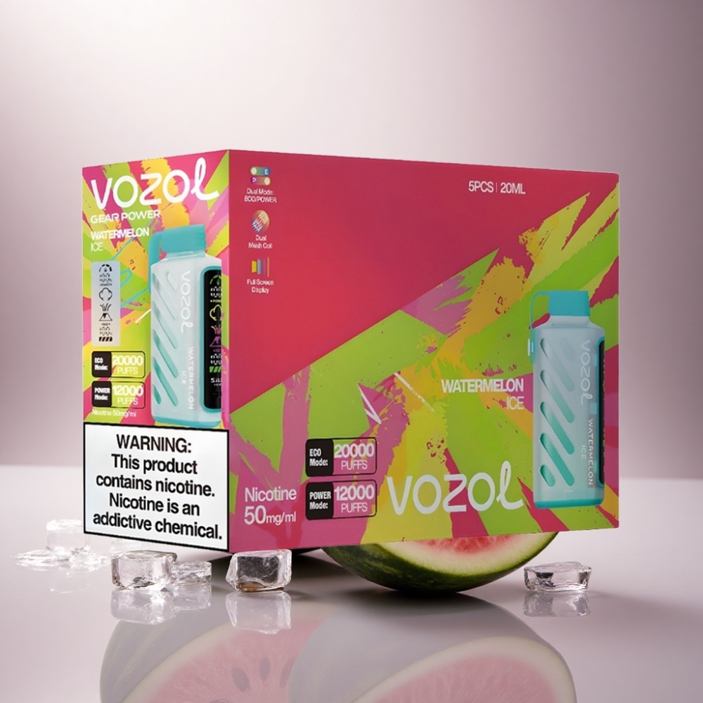 VOZOL Gear Power 20000 Puffs Sandía Hielo con Tecnología S.i.L.C. y Doble Malla