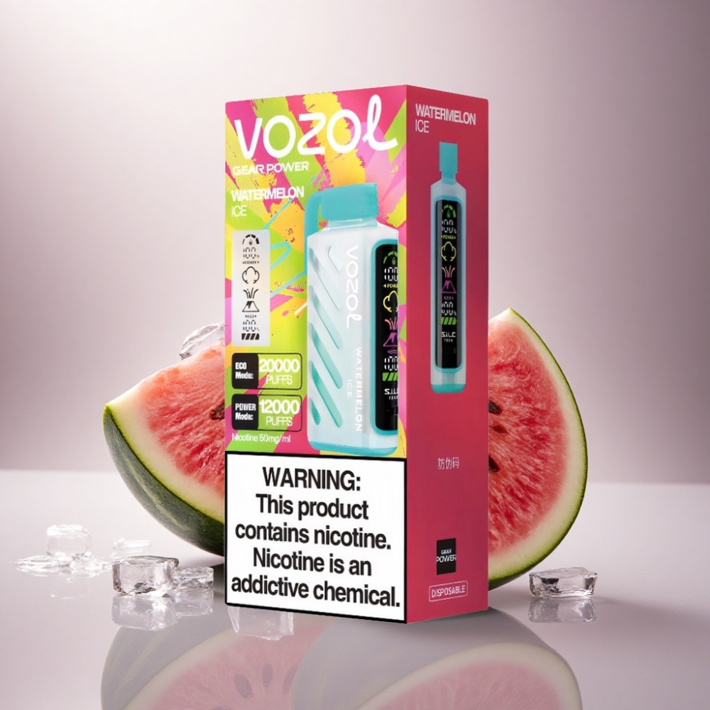 VOZOL Gear Power 20000 Puffs Sandía Hielo con Tecnología S.i.L.C. y Doble Malla
