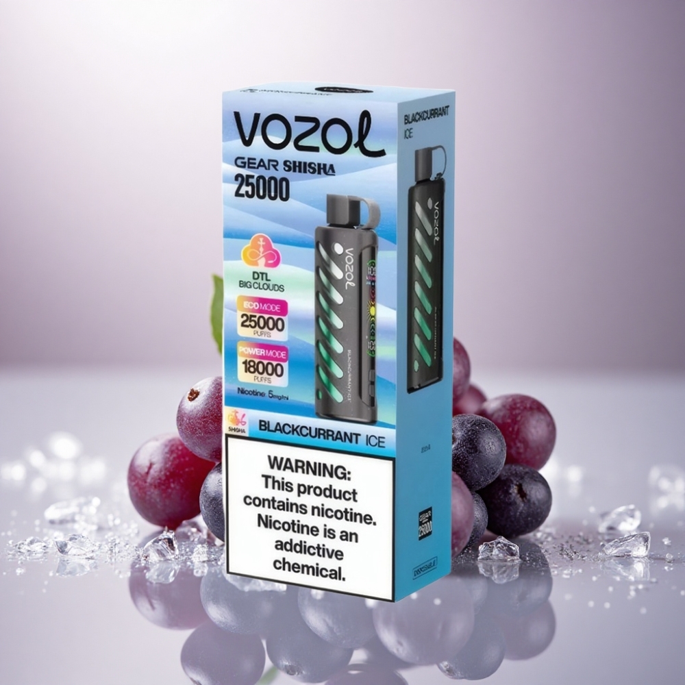 VOZOL Gear Shisha 25000 Puffs Grosella Negra Helada con 5mg/ml de Nicotina y 1000mAh