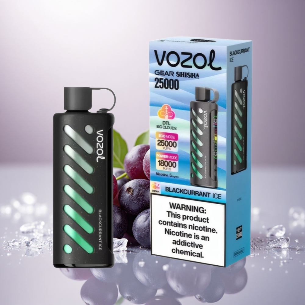 VOZOL Gear Shisha 25000 Puffs Grosella Negra Helada con 5mg/ml de Nicotina y 1000mAh