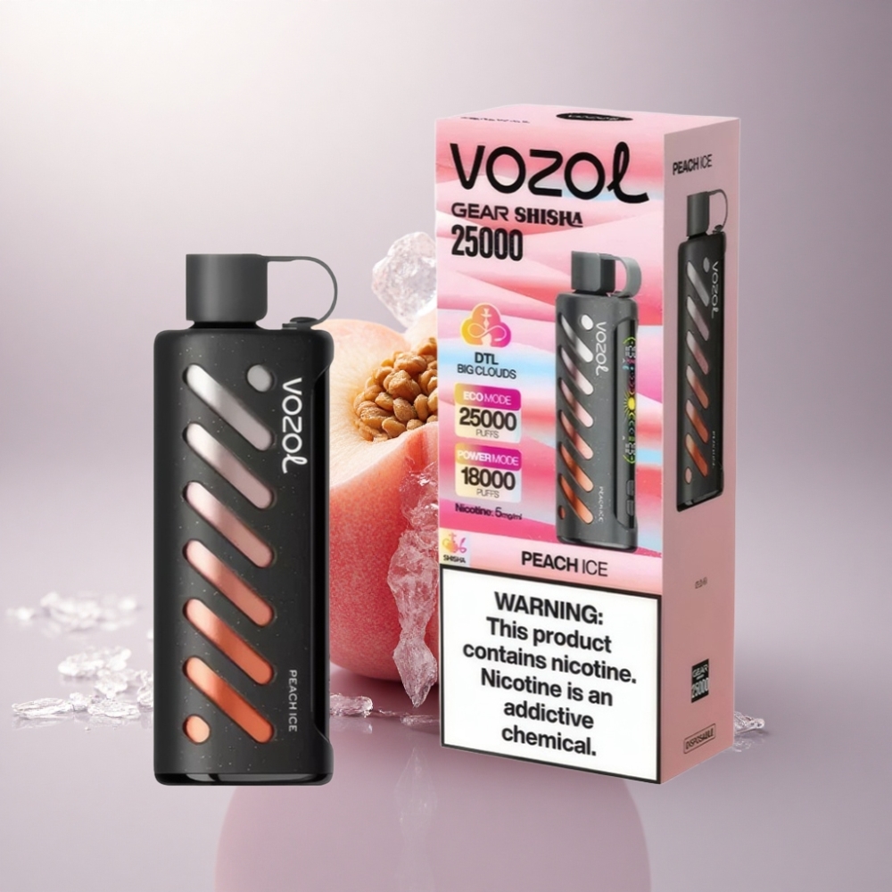 VOZOL Gear Shisha 25000 Puffs Helado de Durazno con 5mg/ml de Nicotina y 1000mAh