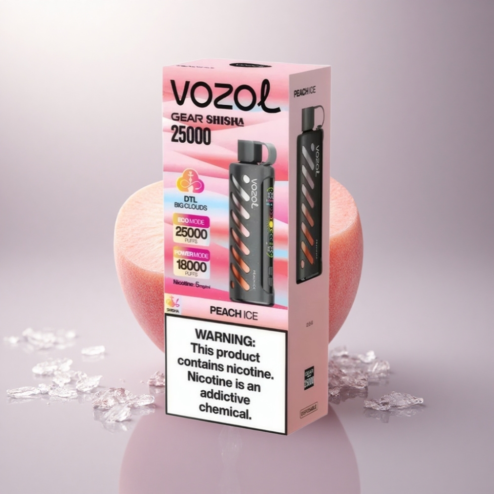 VOZOL Gear Shisha 25000 Puffs Helado de Durazno con 5mg/ml de Nicotina y 1000mAh
