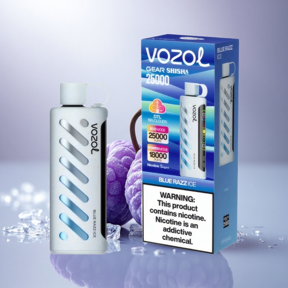 VOZOL Gear Shisha 25000 Puffs Helado de Frambuesa Azul con 5mg de Nicotina y 1000mAh