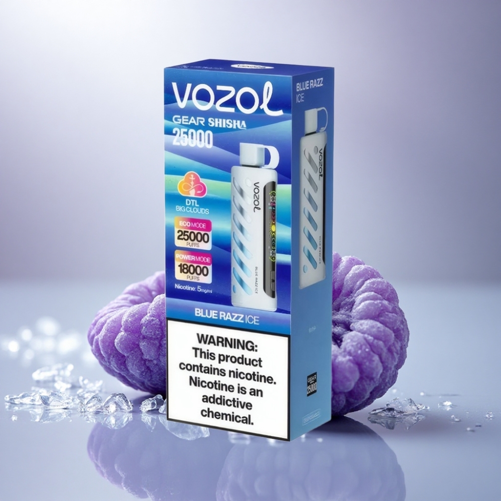 VOZOL Gear Shisha 25000 Puffs Helado de Frambuesa Azul con 5mg de Nicotina y 1000mAh
