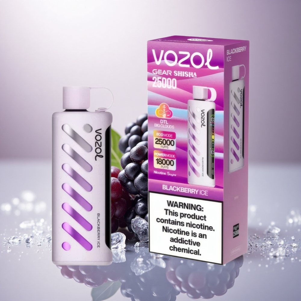 VOZOL Gear Shisha 25000 Puffs Mora Helada con 5mg/ml de Nicotina y Dual Mesh Dual Modes