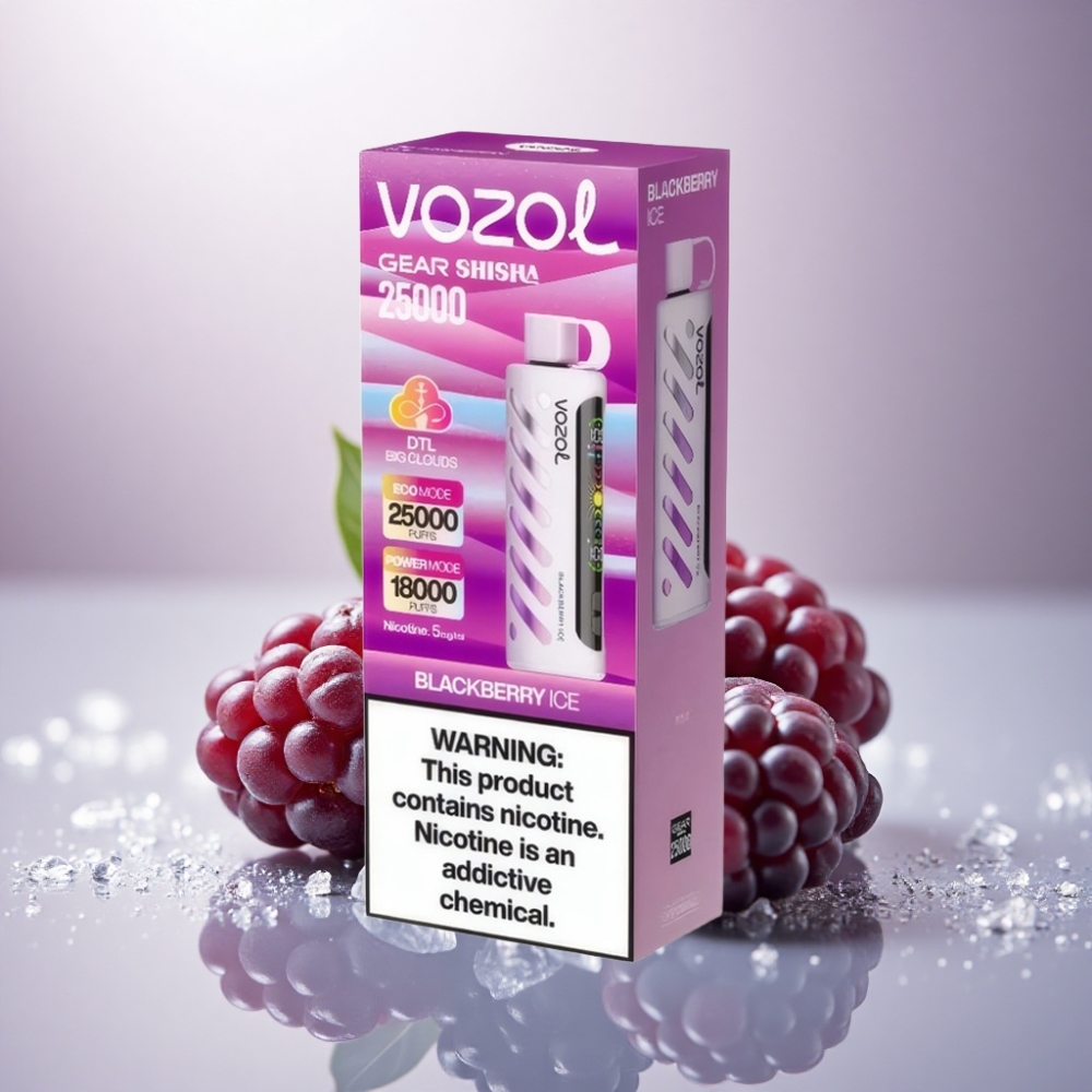 VOZOL Gear Shisha 25000 Puffs Mora Helada con 5mg/ml de Nicotina y Dual Mesh Dual Modes