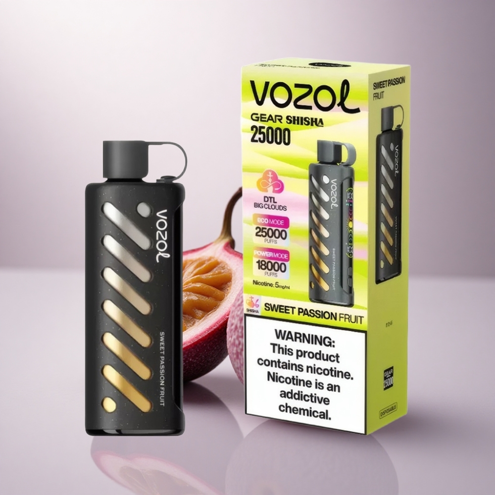 VOZOL Gear Shisha 25000 Puffs Pasión Frutal Dulce con S.i.L.C Tech y 5mg/ml de Nicotina
