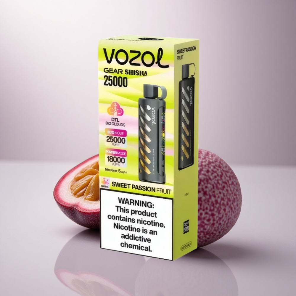 VOZOL Gear Shisha 25000 Puffs Pasión Frutal Dulce con S.i.L.C Tech y 5mg/ml de Nicotina